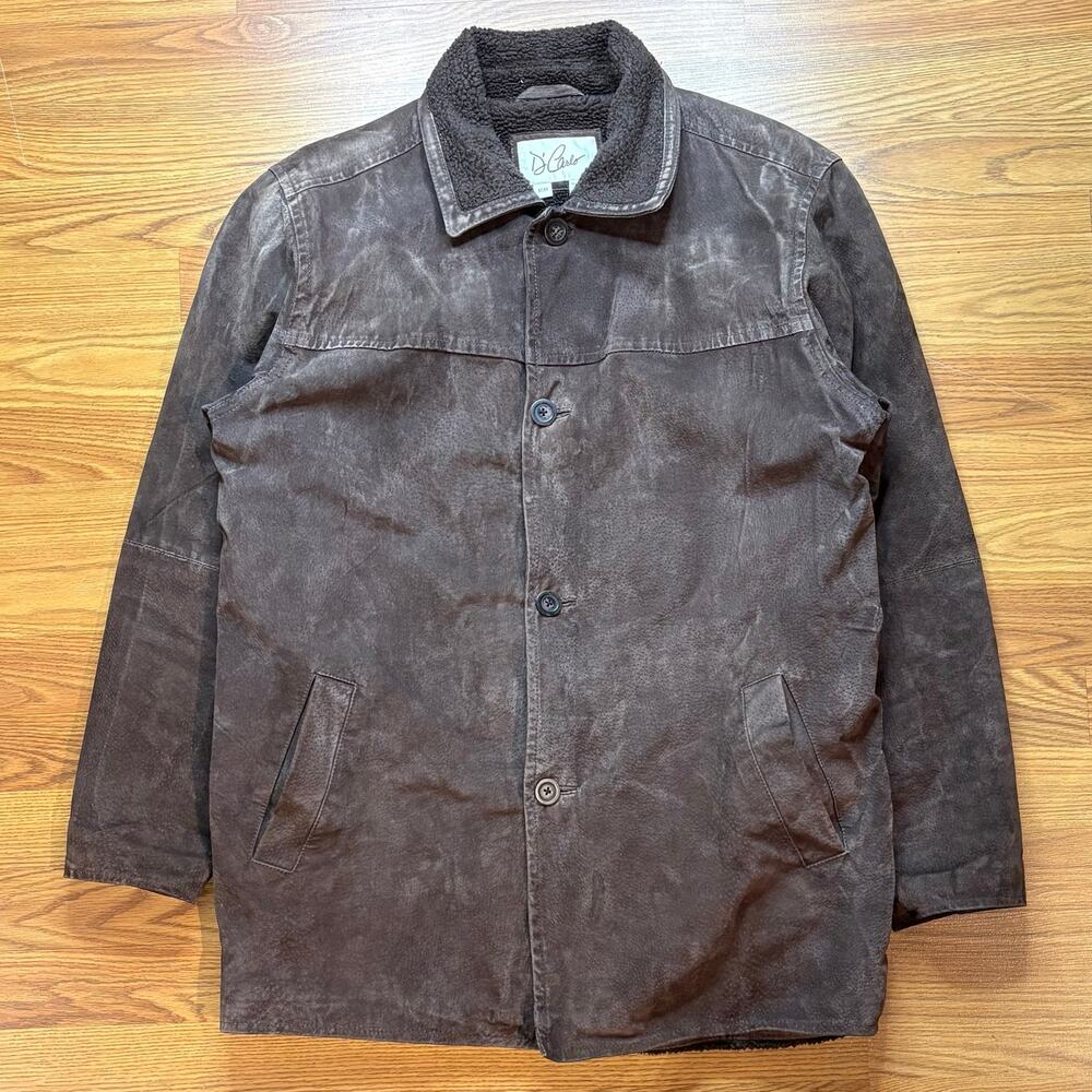 Vintage D'Carlo Suede Leather Jacket Sherpa Lined Brown Men's Large